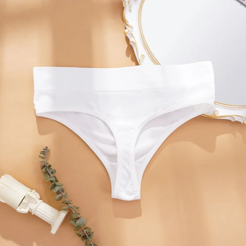 Women's Thong Cotton Panties Sexy Panties G-String Solid Color Wide Waist T back Female Seamless Thongs Intimate Underwear