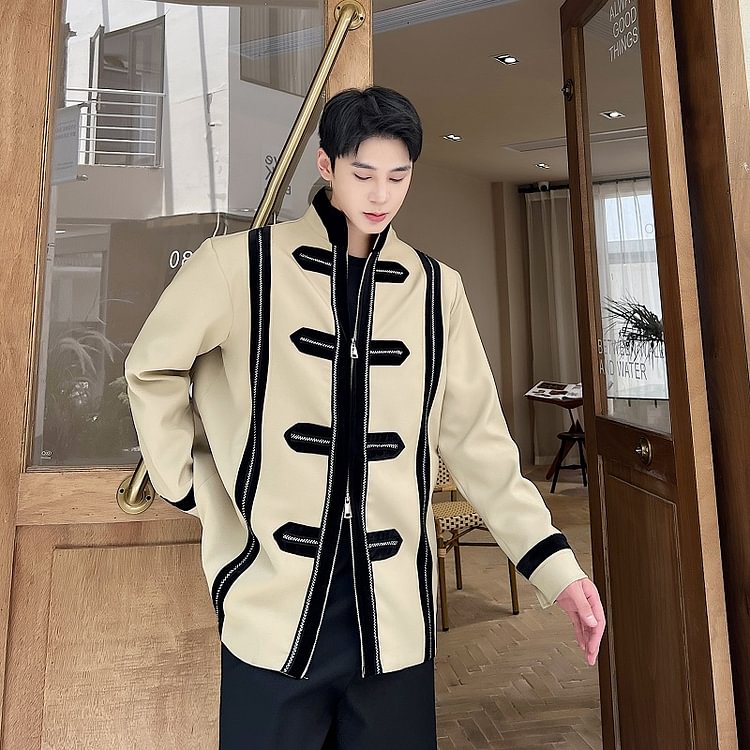 Dawfashion-Diablo Mountain Chinese Style Stand Collar Webbing Retro Blazer Jacket-Yamamoto Diablo Clothing