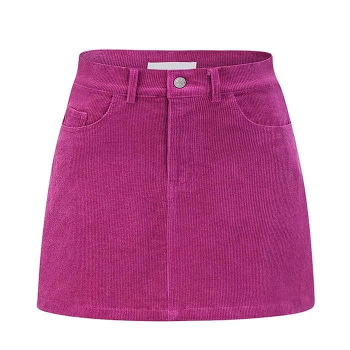 Pink Corduroy Short Skirt