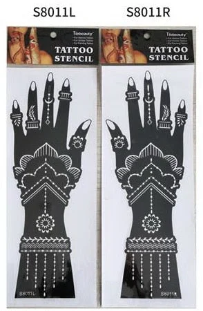 1pair 2pcs hand sleeve temporary tattoo stencil henna lace mandala tattoo template spray paint templates sheets lotus flowers