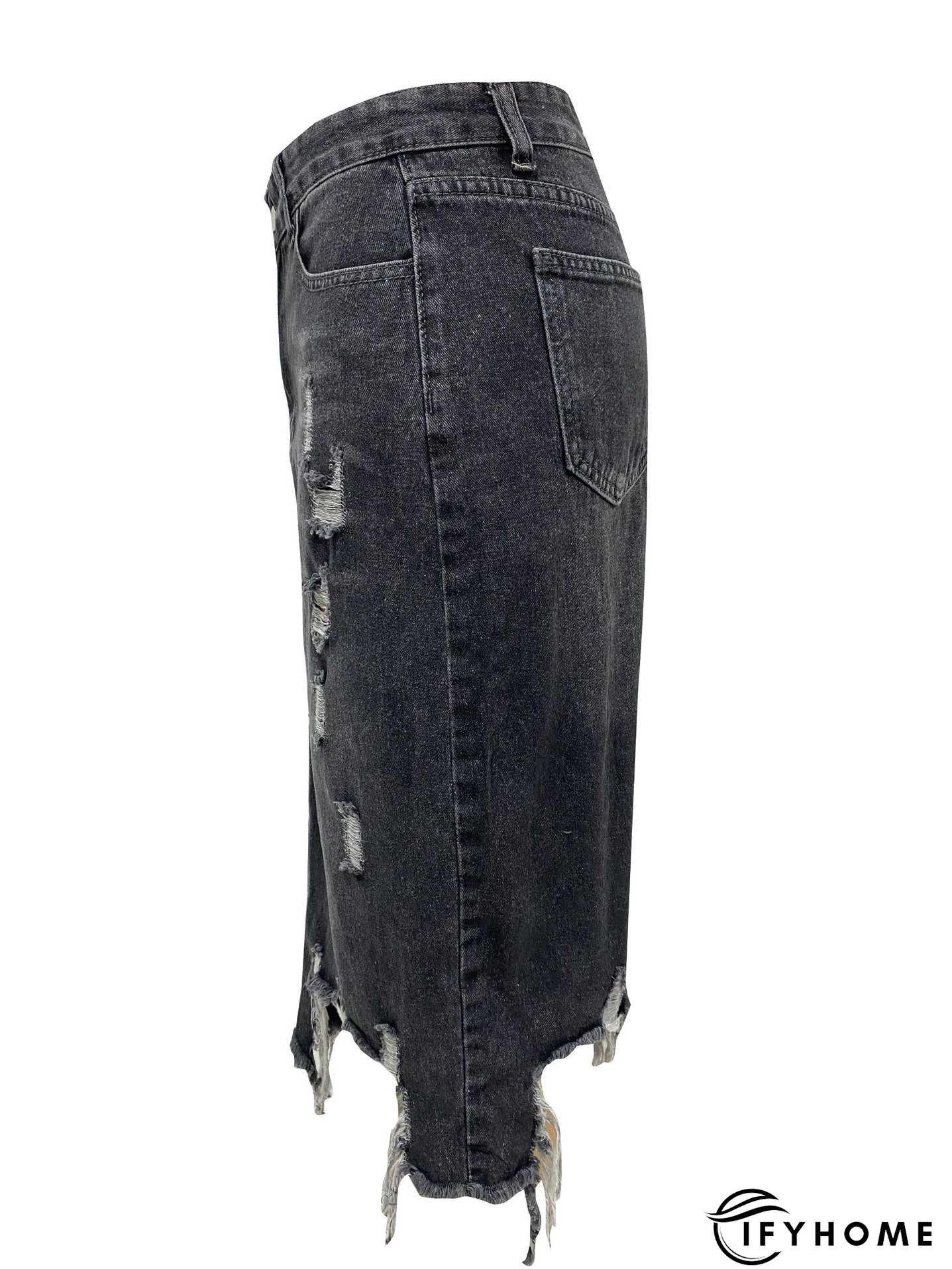 Spring Summer Women's High Waist Front Slit Denim Long Skirt | IFYHOME