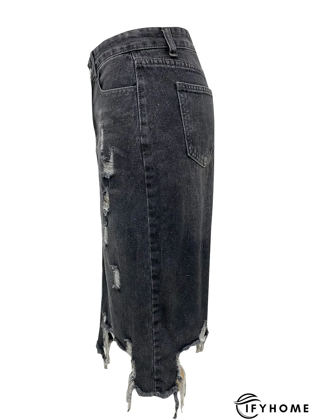 Spring Summer Women's High Waist Front Slit Denim Long Skirt | IFYHOME