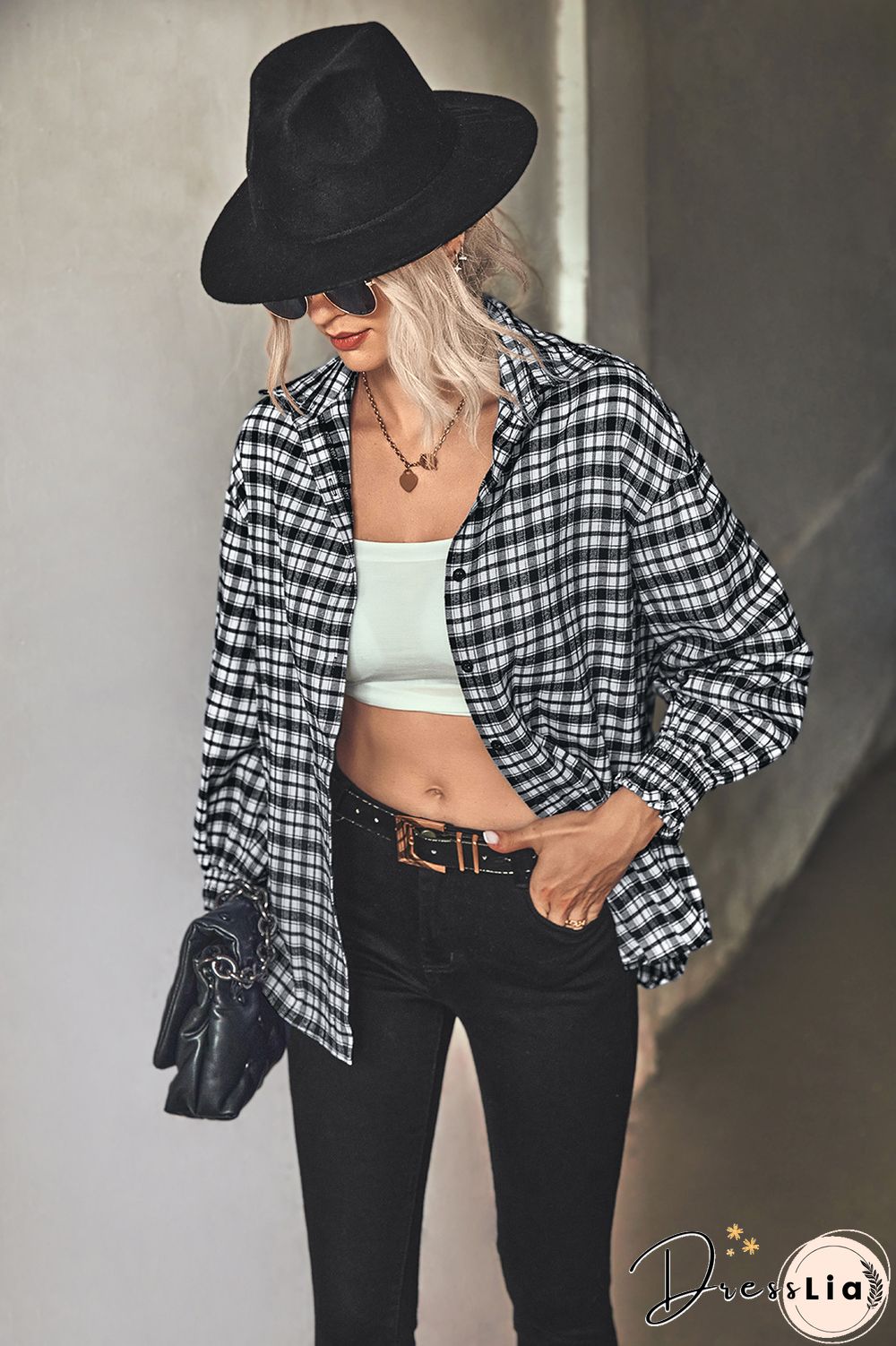Loose Casual All-match Plaid Outwear P13374