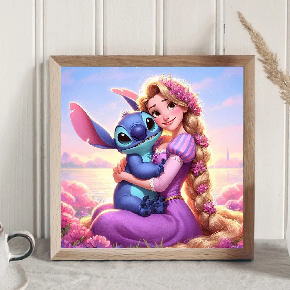 Diamond Painting - Full Round Drill - Stitch With Princess(Canvas|30*30cm)