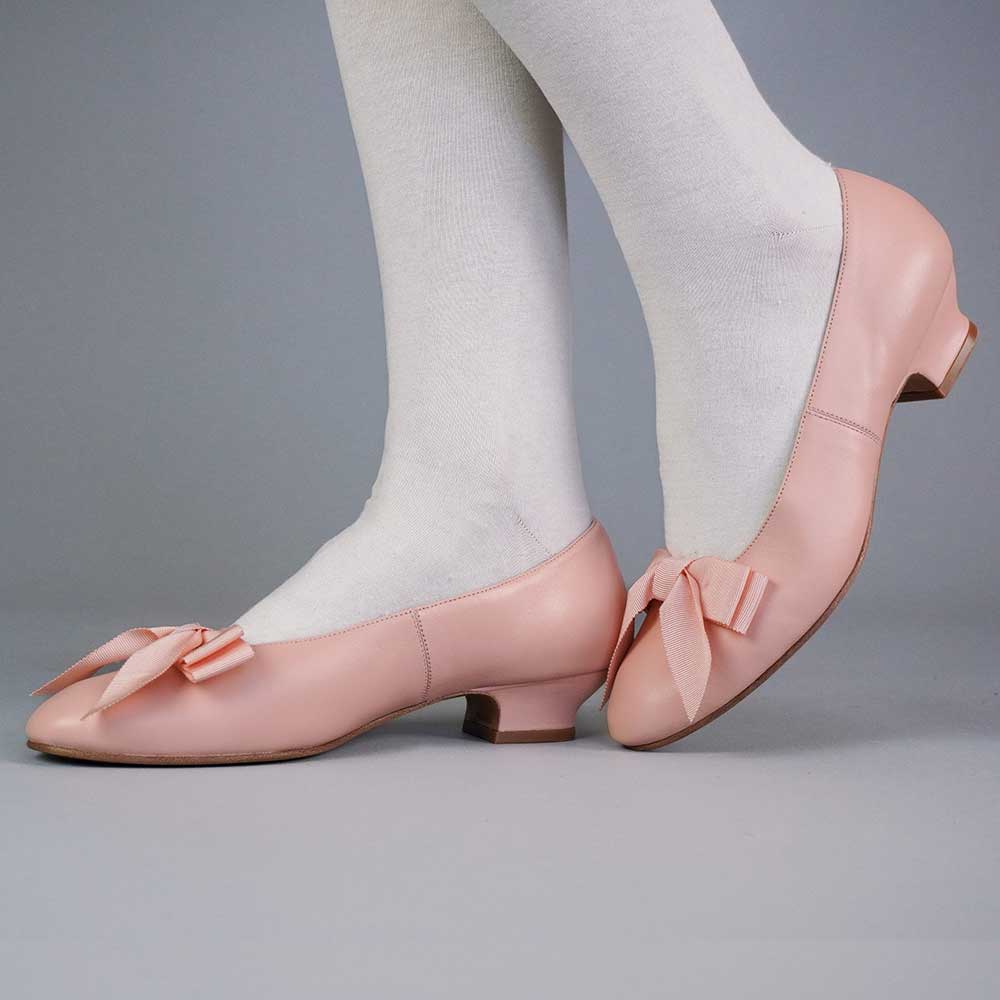 Pink Vegan Leather Pointed Toe Bow Inlay Pumps with Kitten Heels Nicepairs