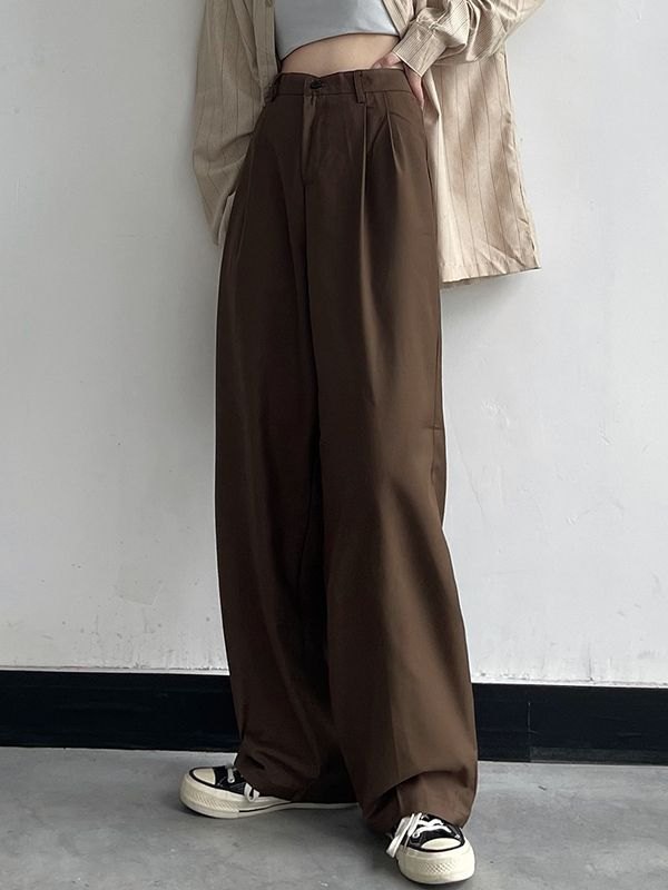 Basic Casual Straight Leg Tailored Pants
