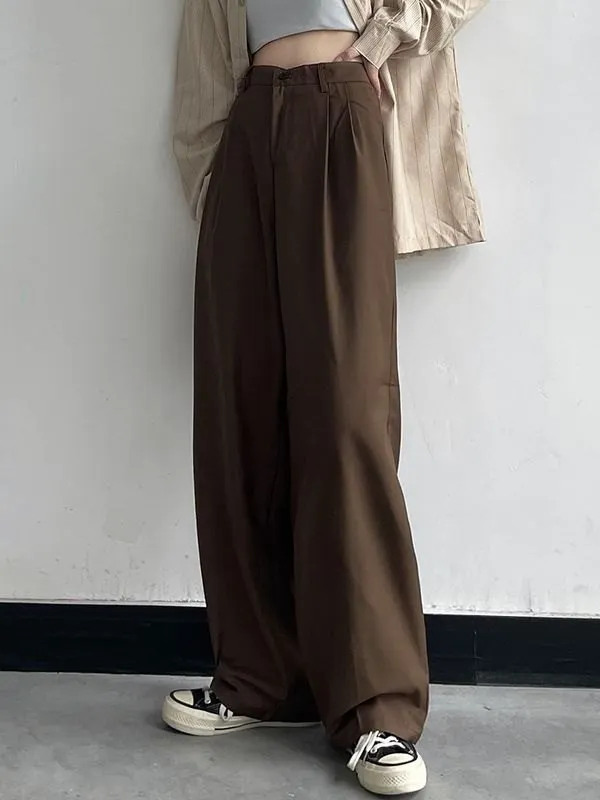 Basic Casual Straight Leg Tailored Pants