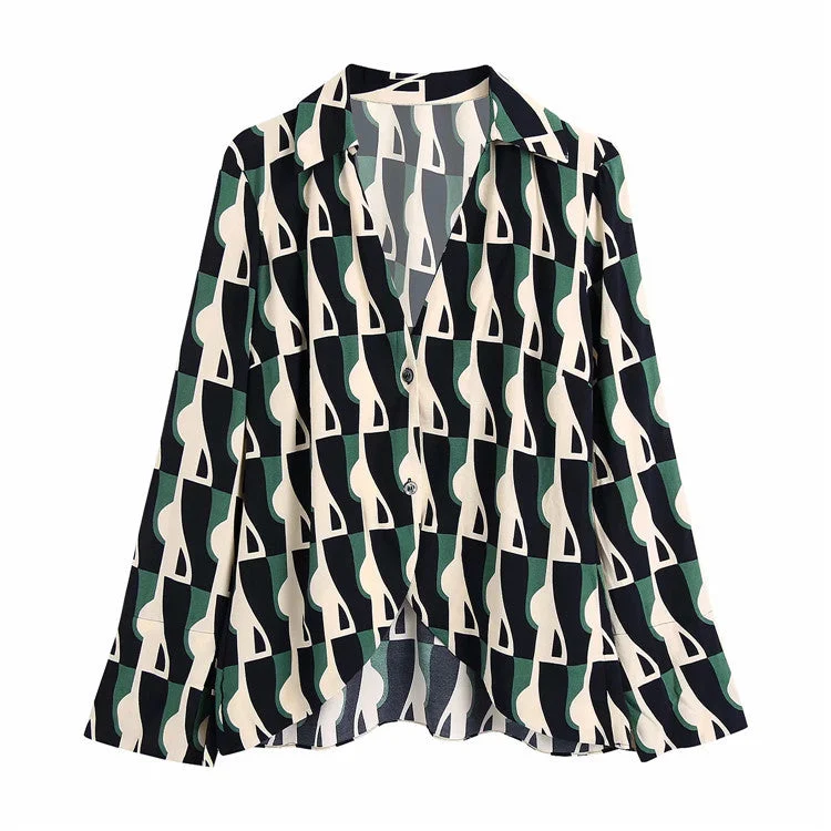  Single-breasted Printed Two Piece Set