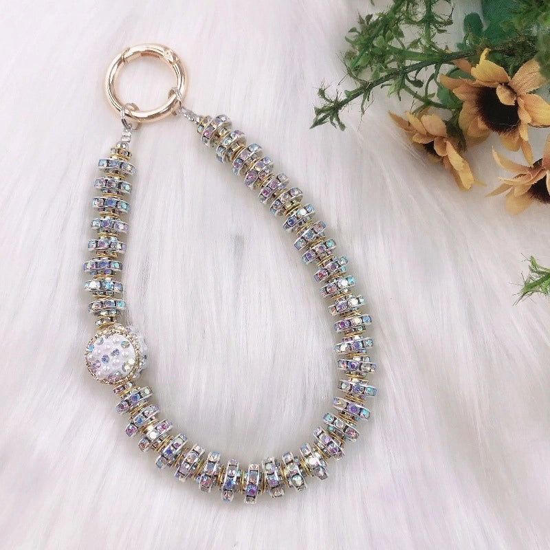 IG Style Shiny Ball Beaded Beaded Inlay Rhinestones Bag Pendant Keychain