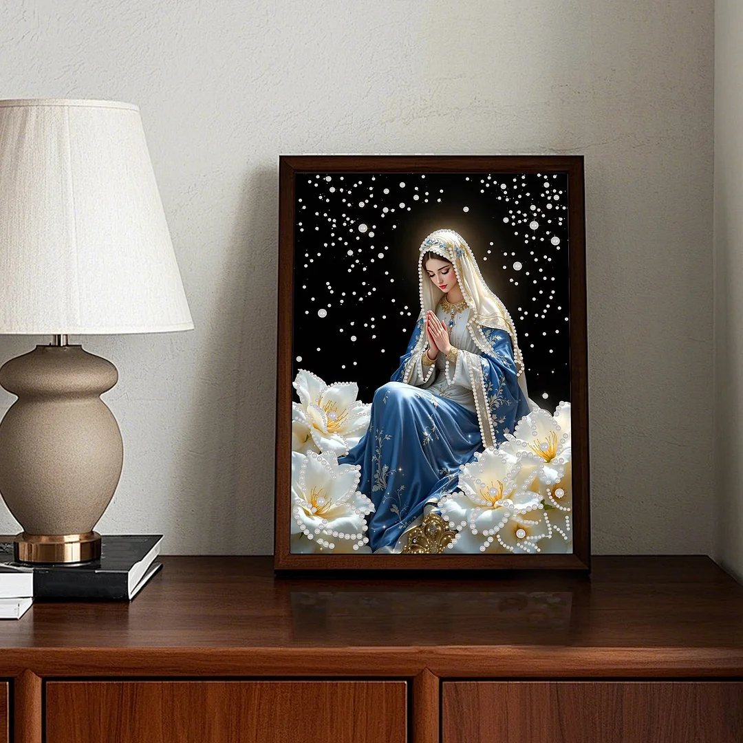 Virgin Mary DIY Pearl Painting Art Kit for Home Wall Decor 30x40cm Without Frame