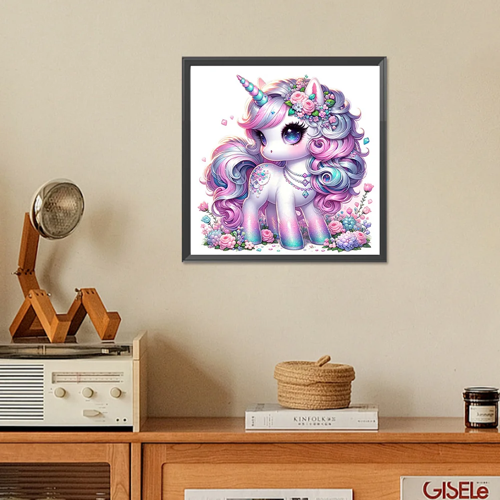 Full Square Diamond Painting 35*35cm - Black And White Unicorn