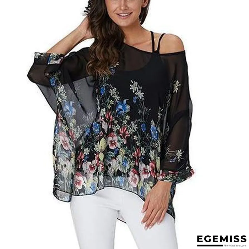 6XL Plus Size Women Batwing Sleeve Casual Chiffon Tops Blouses | EGEMISS