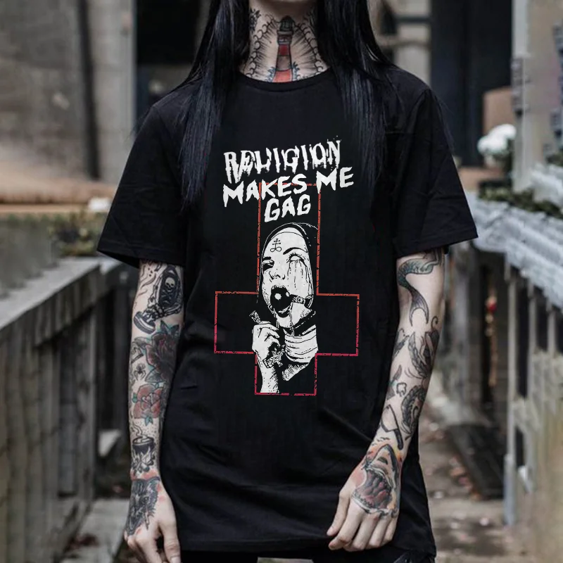 Religion Makes Me Gag Print Women's T-shirt -  