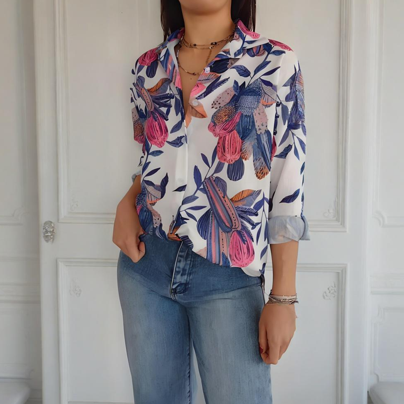 Camisa elegante com estampado floral e botões