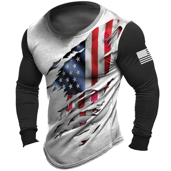 Western American Flag Long Sleeve T Shirt