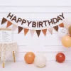 20PCS Retro Brown Beige Orange HAPPY BIRTHDAY Party Wall Hanging Flags