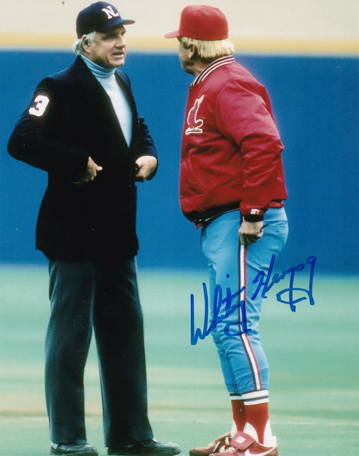 WHITEY HERZOG ST. LOUIS CARDINALS ACTION SIGNED 8x10