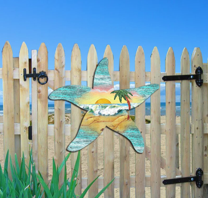 Painted Faux Wood Starfish Wall Decoration