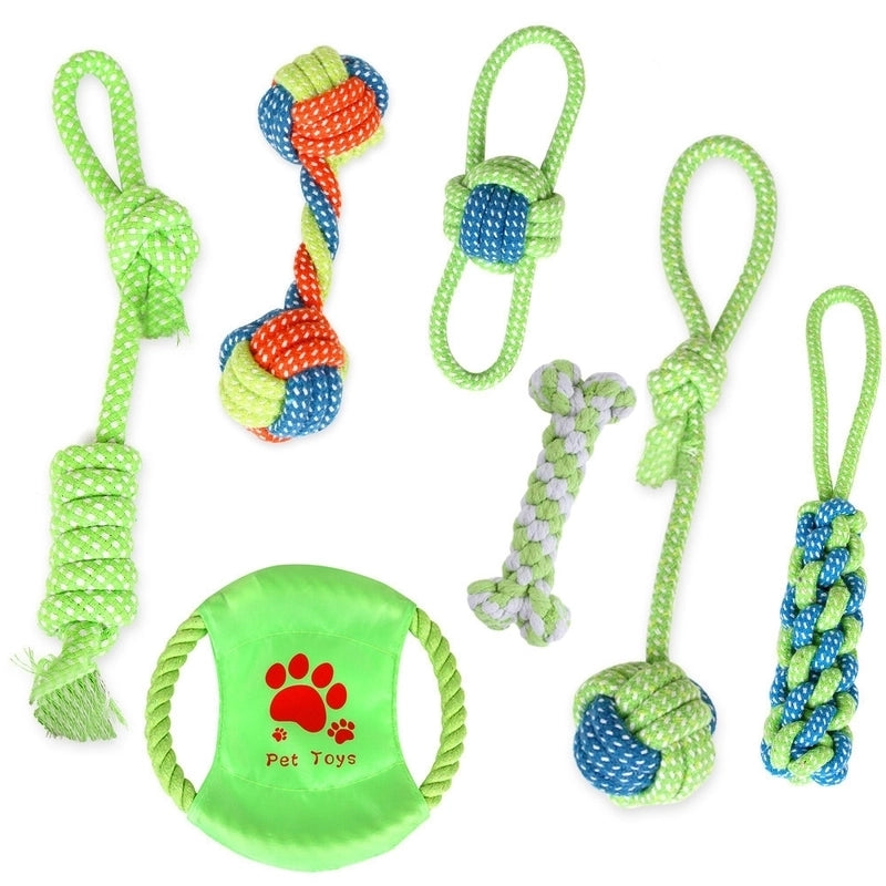 2 Pieces Pet Dog Cotton Rope Toys Tooth Cleaning Chewing Rope Combination Set Pet Supplies