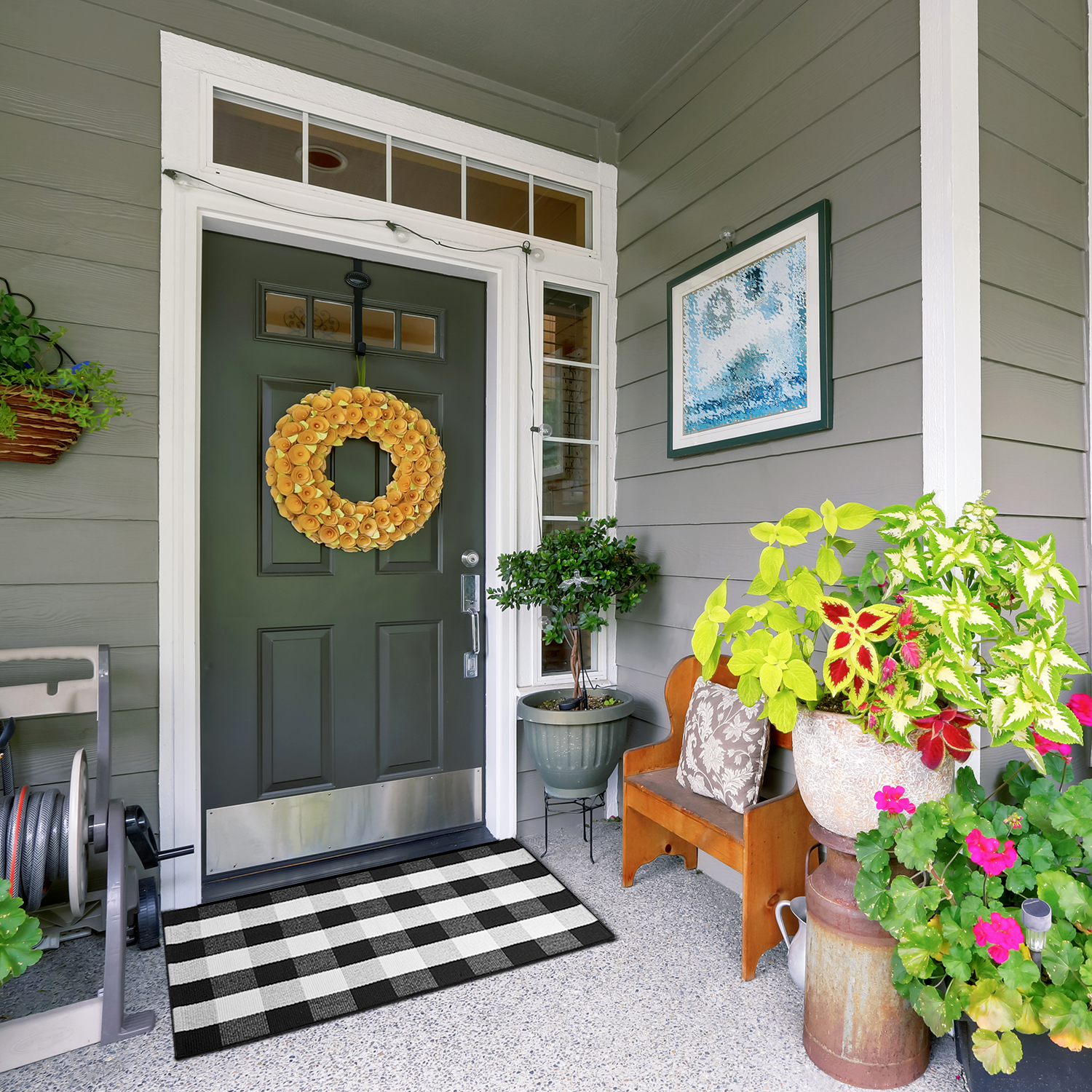 27"X43" (2.3X3.6) Buffalo Check Outdoor Rug Holiday Christmas Rug Gift Plaid Rugs Black