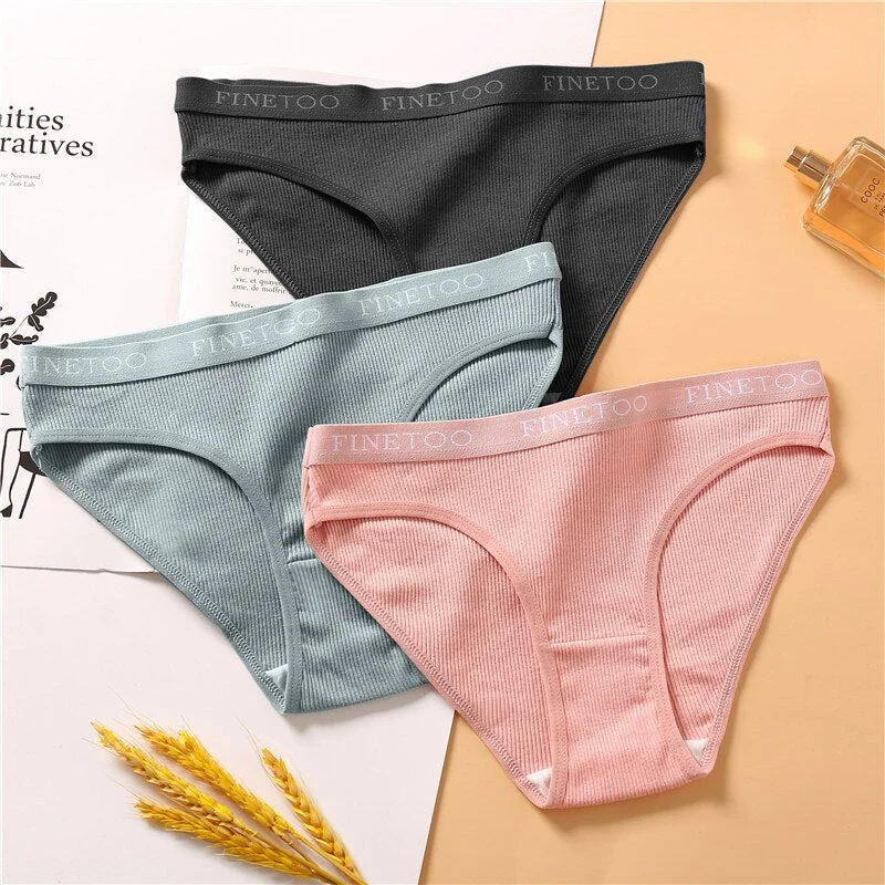 FINETOO Cotton Letter Panties Women M-2XL Casual Briefs Female Underpants Fashion Lady Underwear Girl Soft Panty Women Intimates
