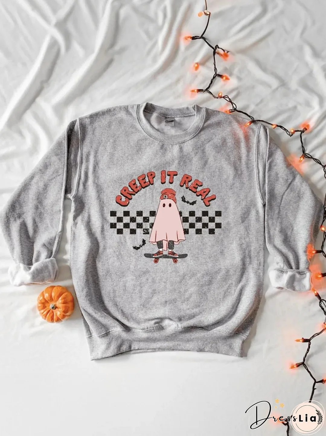 Plus Size Graphic Round Neck Long Sleeve Sweatshirt