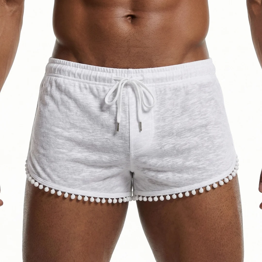 Men's Basic Casual Shorts, Tassel Patchwork Shorts-INSPIREUSE