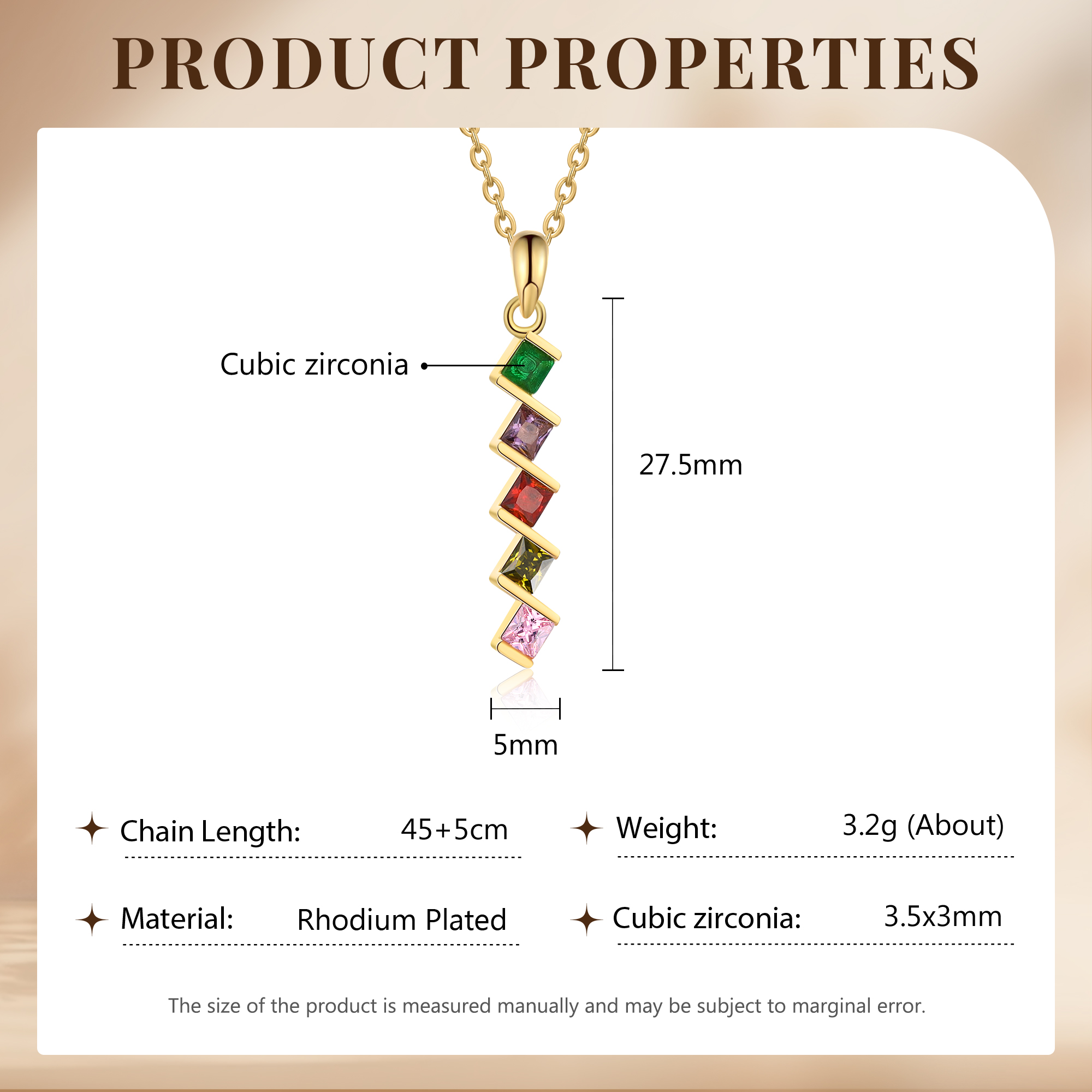 Personalised Women's Necklace Custom 5 Birthstones Pendant Necklace Birthday Gift for Her-Jessemade AU