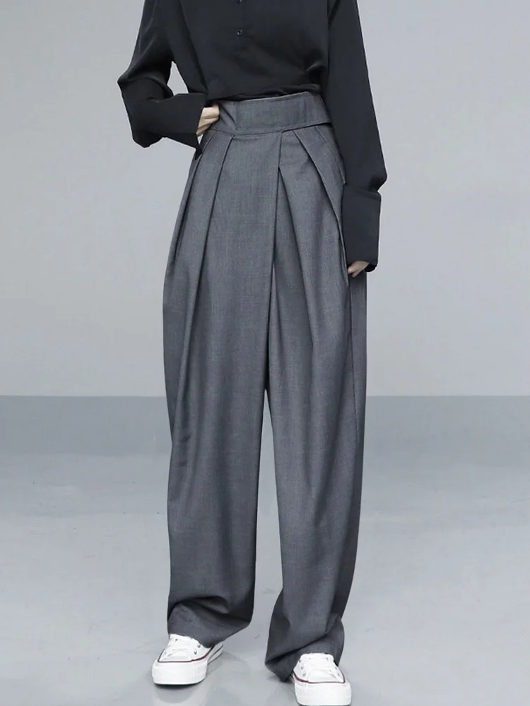 Hook-and-Loop Fastener Wide Leg Velcro Pants QueenFunky