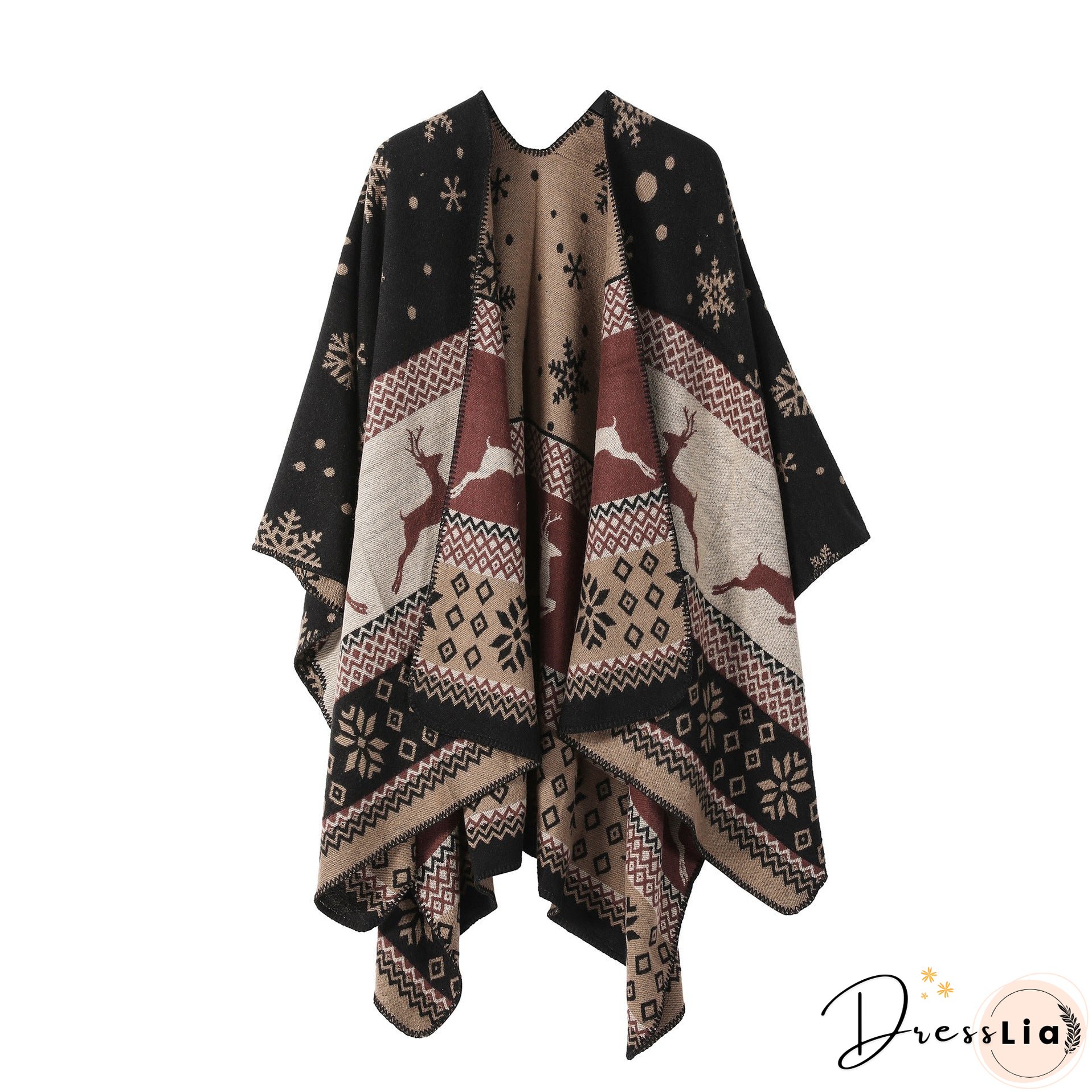 Ethnic style shawl, women's outfit, double-sided imitation cashmere scarf, blanket cape, autumn and winter Christmas day cape, thickened