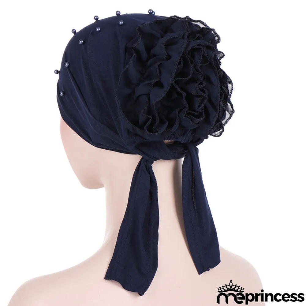 Women's Beads Flowers Muslim Turban Hat Cap
