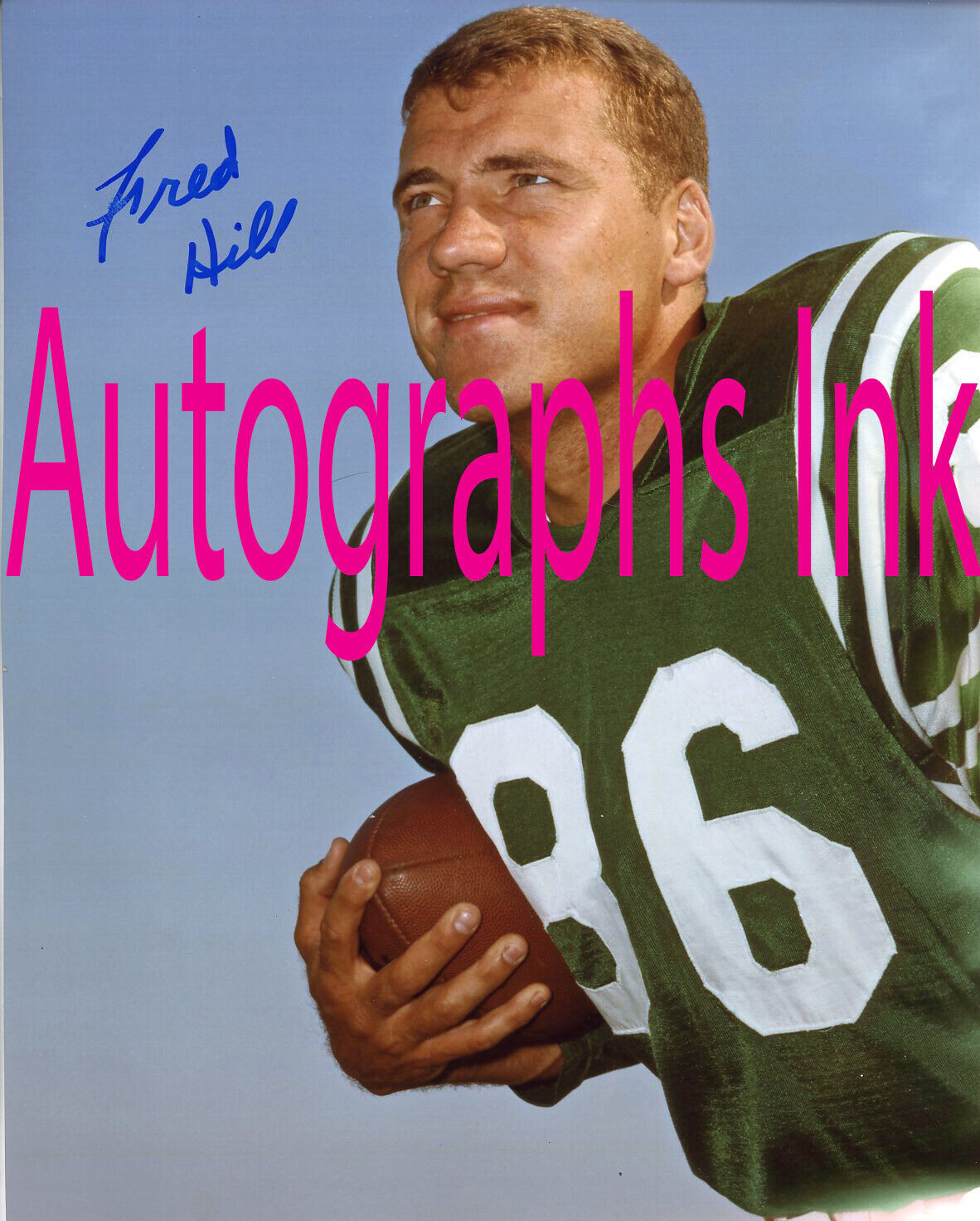 Fred Hill autographed color 8x10 Eagles In Person Topps Football #2