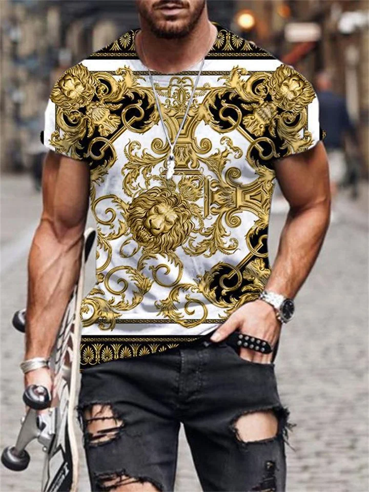 Men's 3D Digital Printed Vintage Short Sleeve T-Shirt