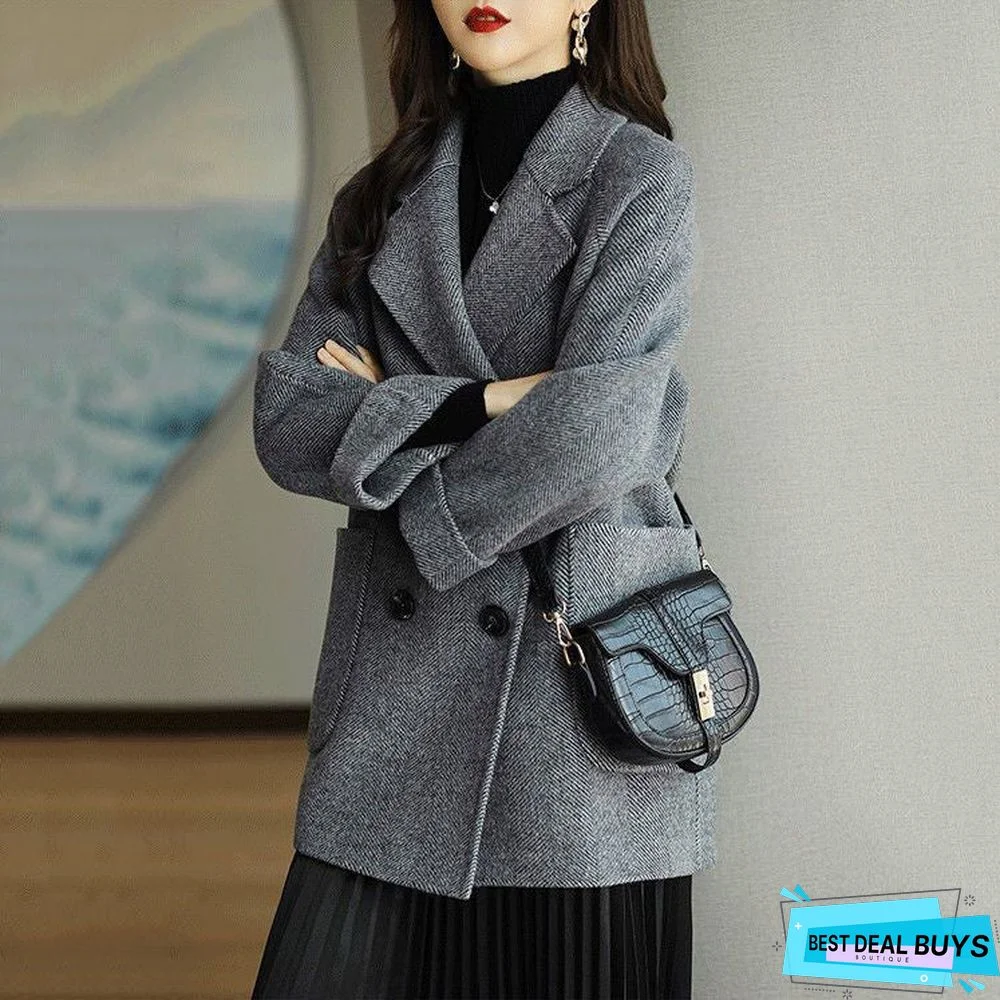 Autumn and Winter Fashion Leisure Thin and Versatile Wool Coat