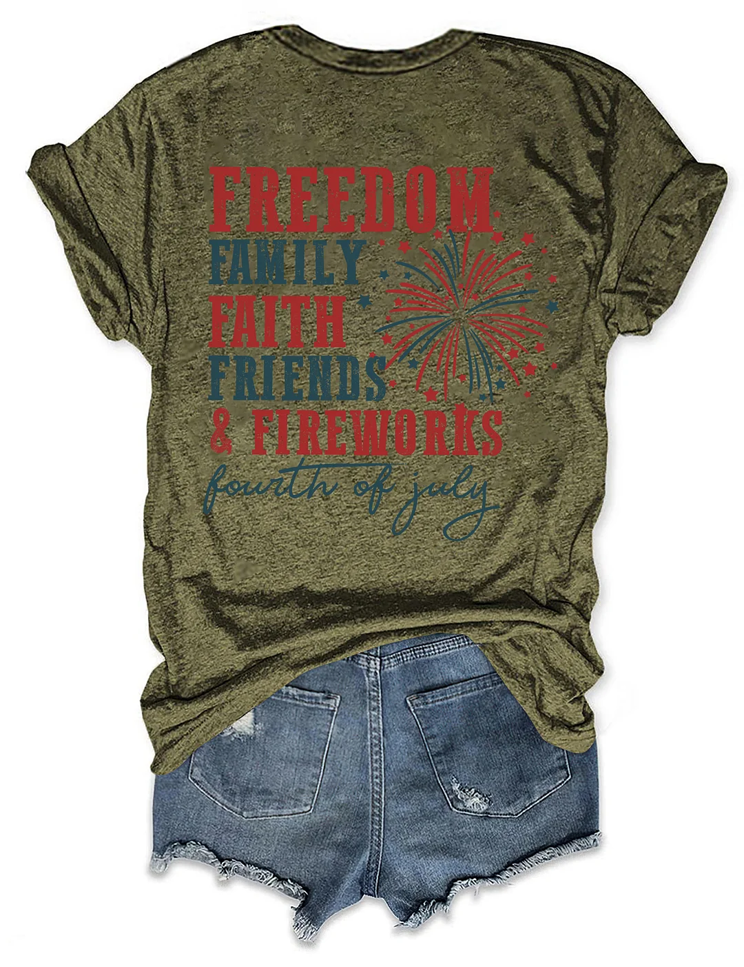 Freedom Family Faith Friends Fireworks T-Shirt