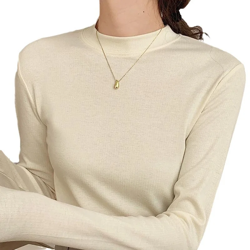 Woherb Standing Collar Solid Color Bottom Shirt Female Autumn Winter 2025 New White Inside The Design Sense Slim Hair Long Sleeve Jacket-Outfit Ideas