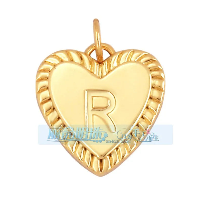 1 Piece 15 * 19mm Hole 5~5.9mm Copper Zircon Letter Heart Shape Pendant Jewelry Accessories