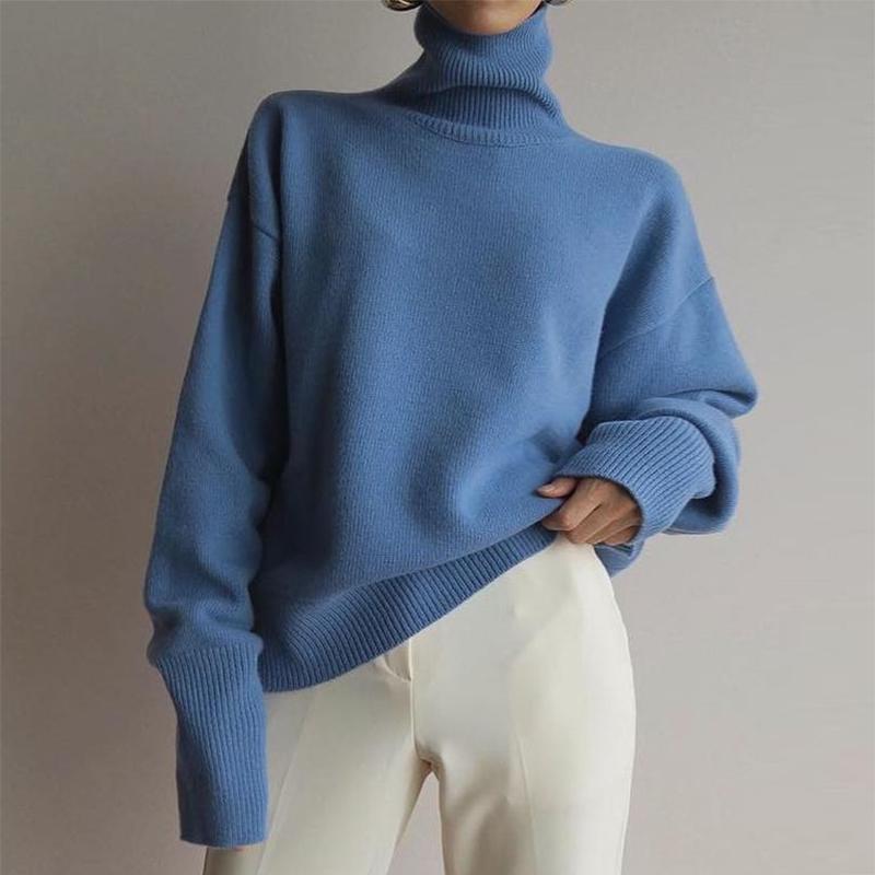 Sweet High Collar Pure Colour Sweater