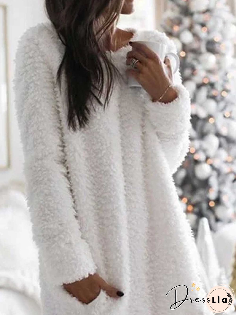 White Patchwork Cotton-Blend Casual Casual Weaving Dress