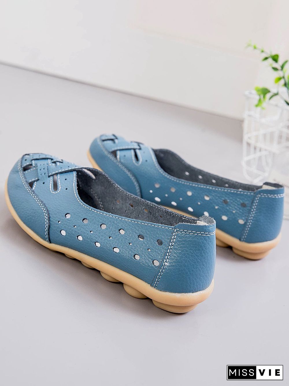 Hollow Leather Soft Sole Shoes