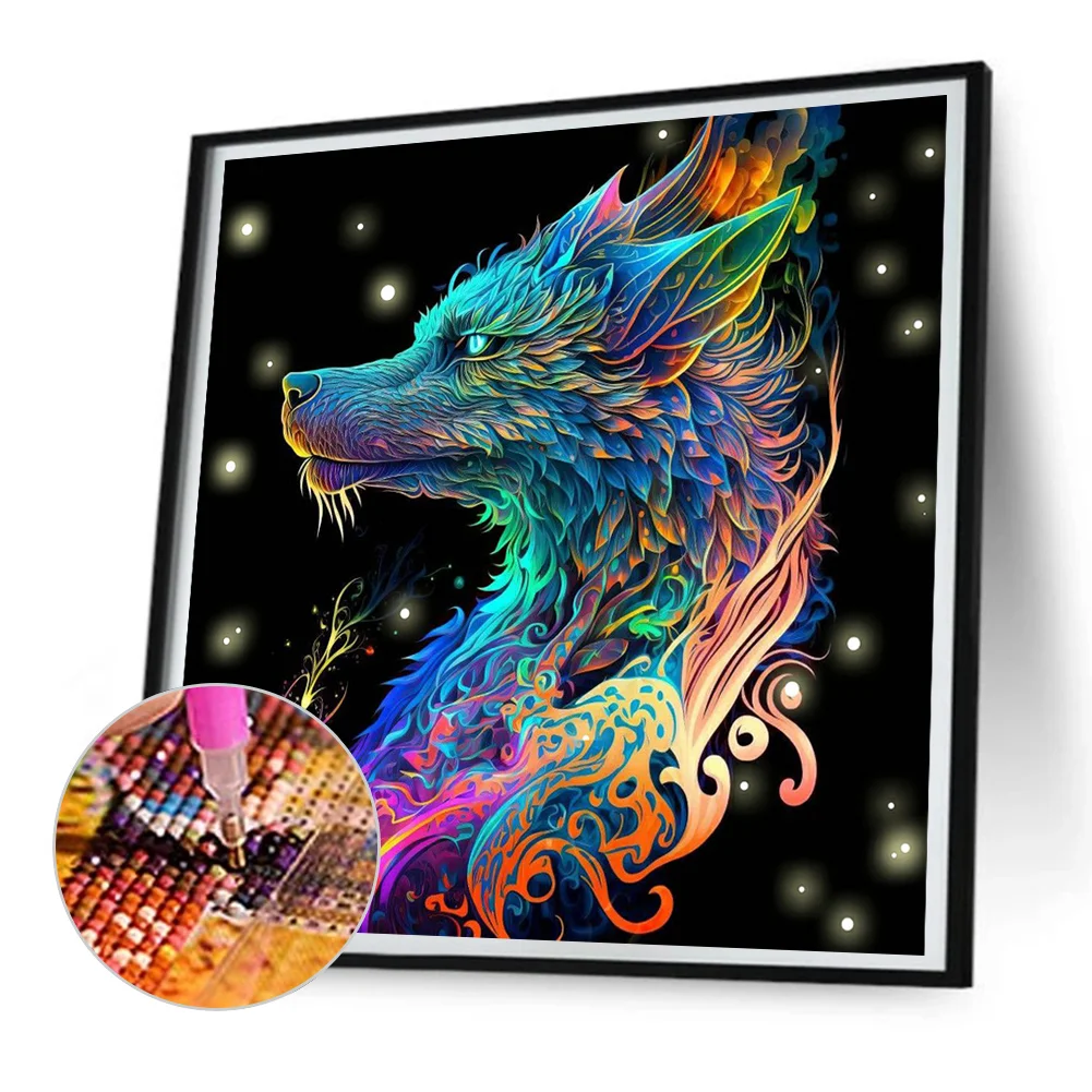 Full Round Diamond Painting 30*30cm - Dragon In The Dark