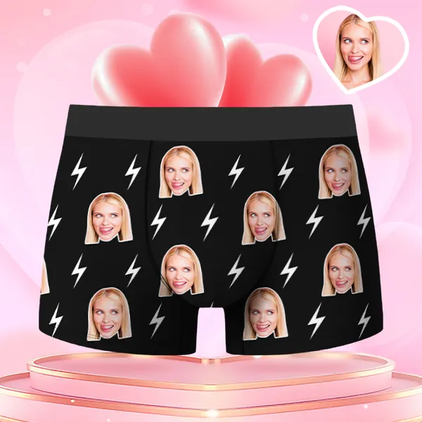 Valentine's Day Gifts Custom Face Men's Boxer Funny Face Gift For Boyfriend Style Underwear, Birthday Gifts For Husband, Waistband Text Boxer Gift