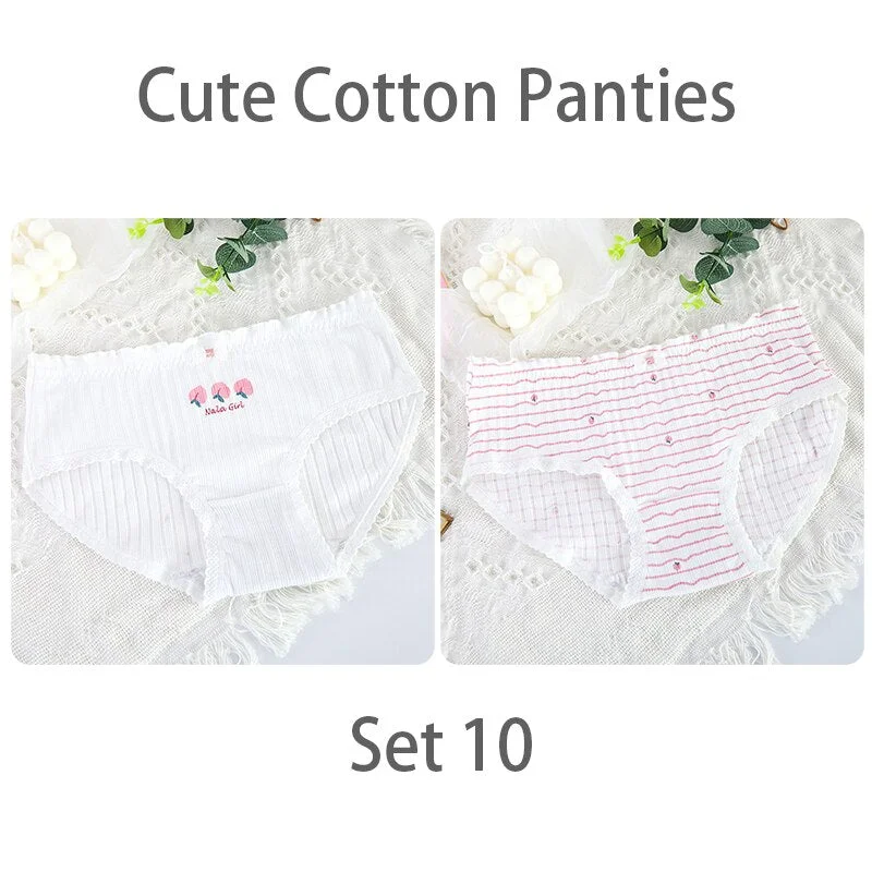 FINETOO Women's Sexy Lace Thongs G-string Underwear Cute Panties Briefs For Ladies T-back lingerie Cartoon Girls Pink Panty