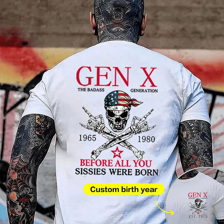 Gen X The Badass Generation National flag headscarf Unisex T-shirt,  Hoodie, Custom Year Of Birth Sweatshirt