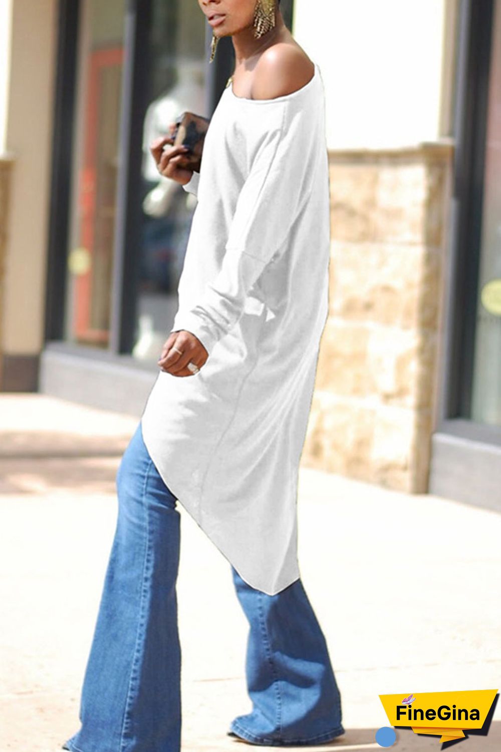 Tangerine Red Casual Solid Patchwork Asymmetrical Oblique Collar Tops