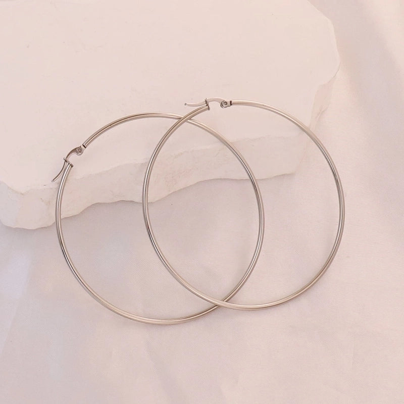 Minimalist Pentagram Oval Flower 304 Stainless Steel Stainless Steel Earrings