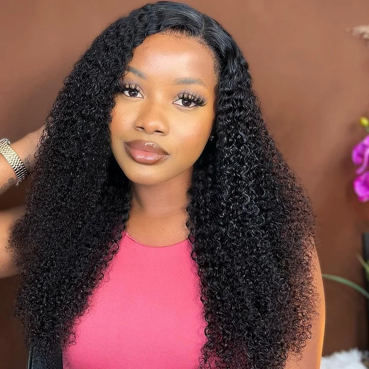 Lady Hanne Pre-Plucked Brazilian 13*6 HD Lace Front Kinky Curly Wigs with Natural Hairline