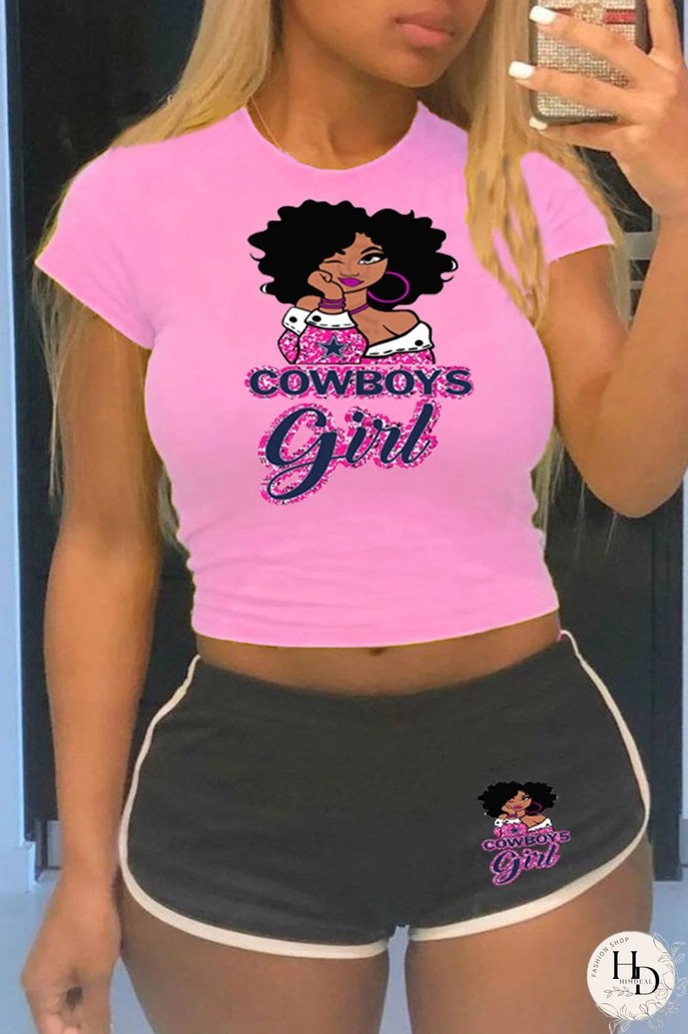 Red Fashion Casual Letter Print Basic O Neck Short Sleeve Two Pieces