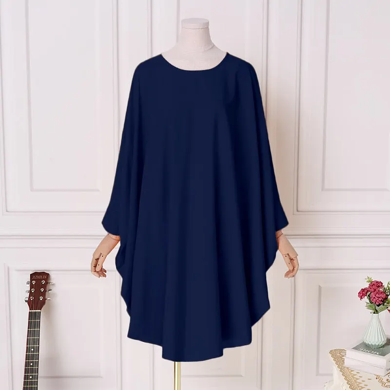 3 Colors Women Dress Plus Size VONDA Autumn Casual Pleated Solid Vestidos Bohemian Vestidos O Neck Long Bat-Sleeve Robes 5XL