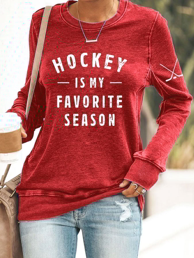 Women's Hockey Is My Favourite Season Printed Casual Sweatshirt